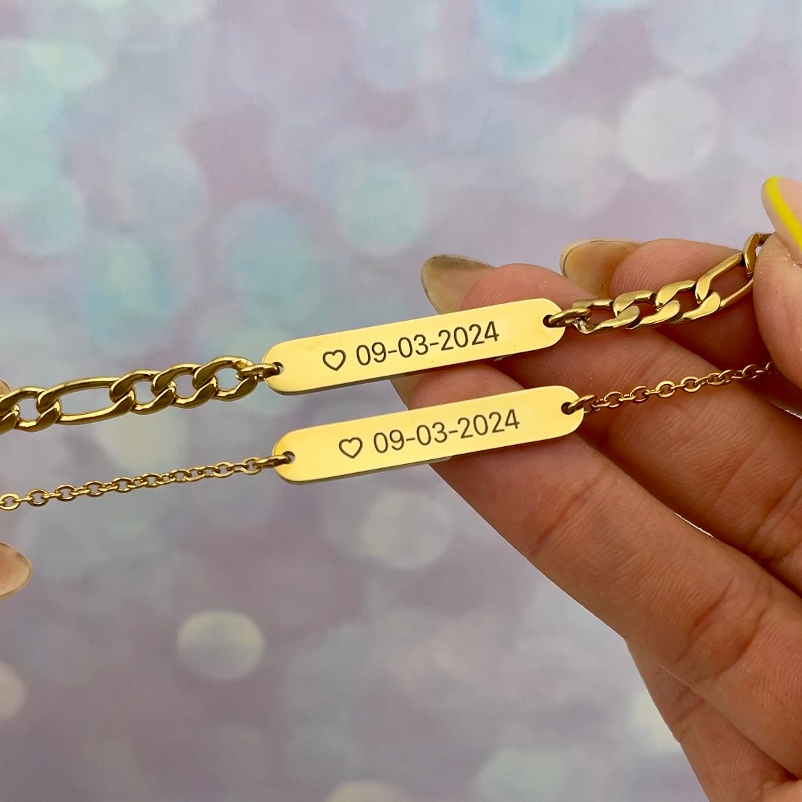 Pulseras de parejas barra recta personalizadas