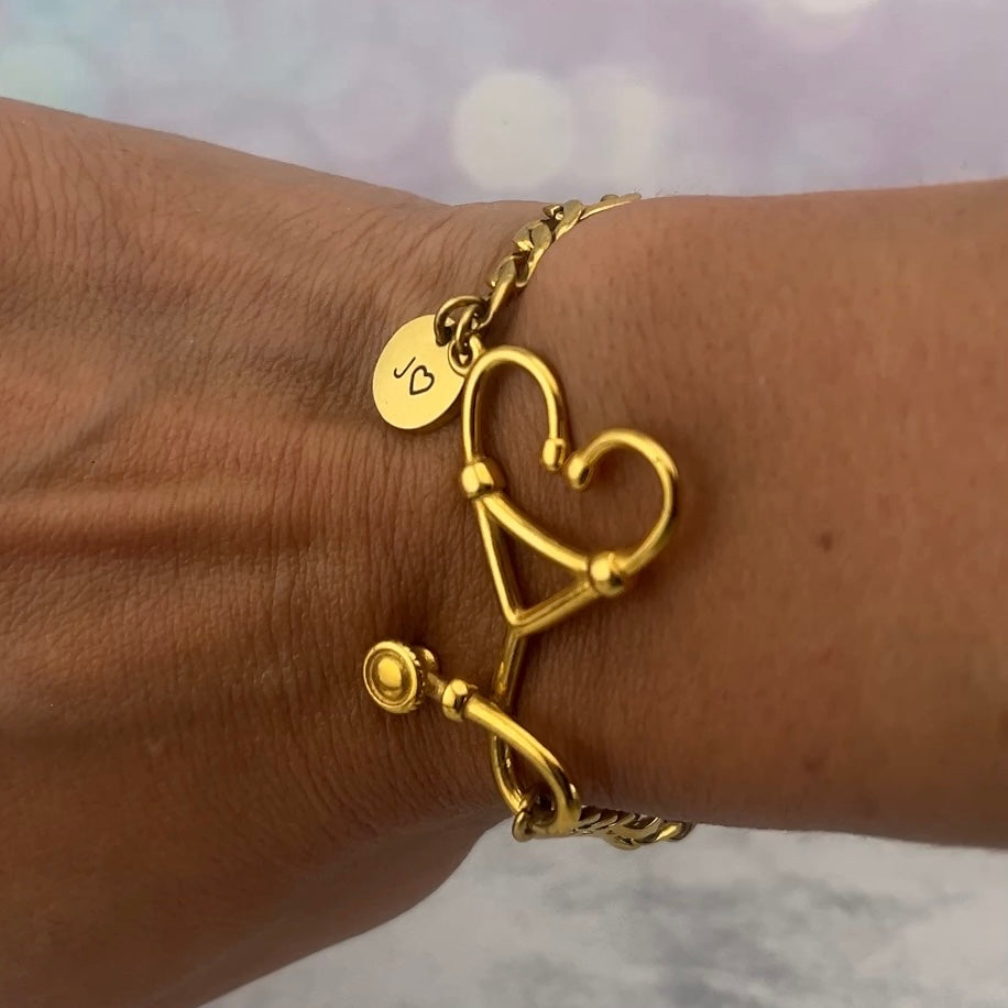 Pulsera estetoscopio con inicial