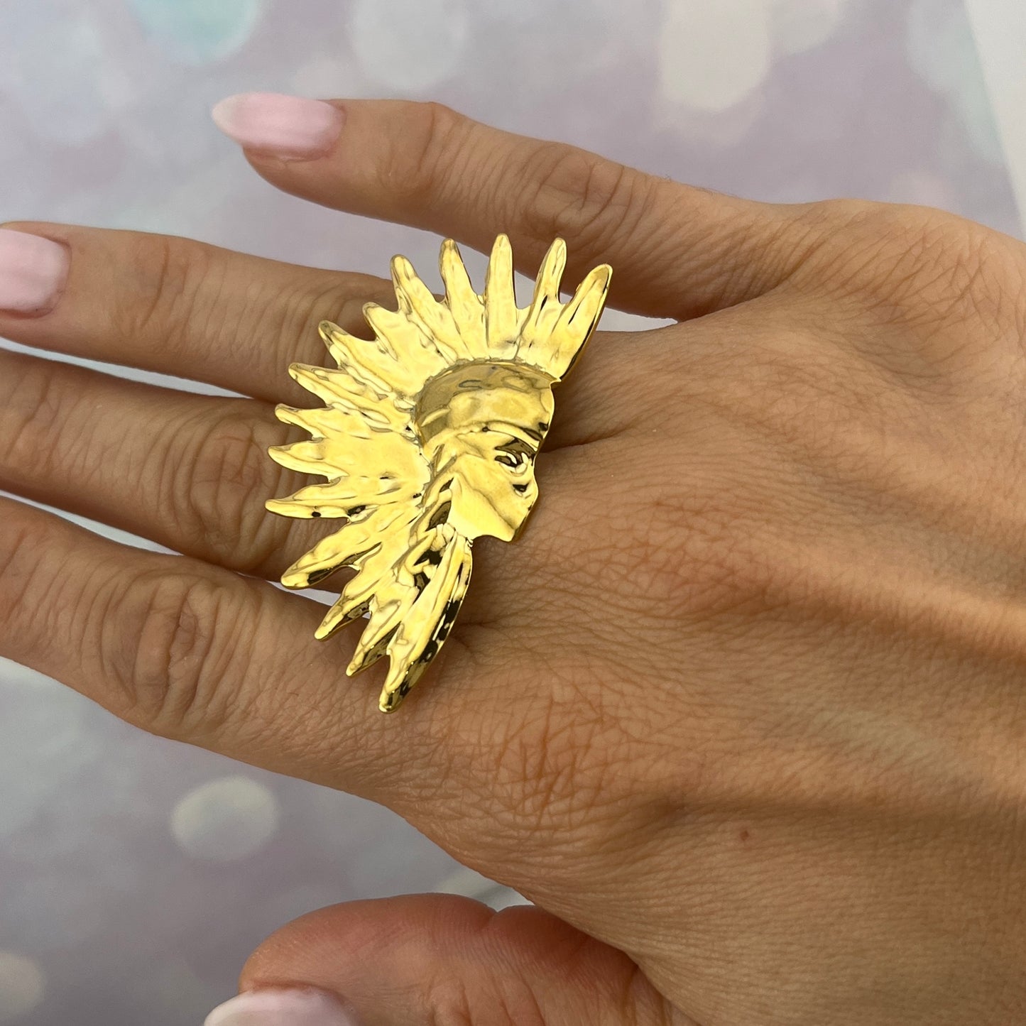 Anillo ajustable chunky silueta sol