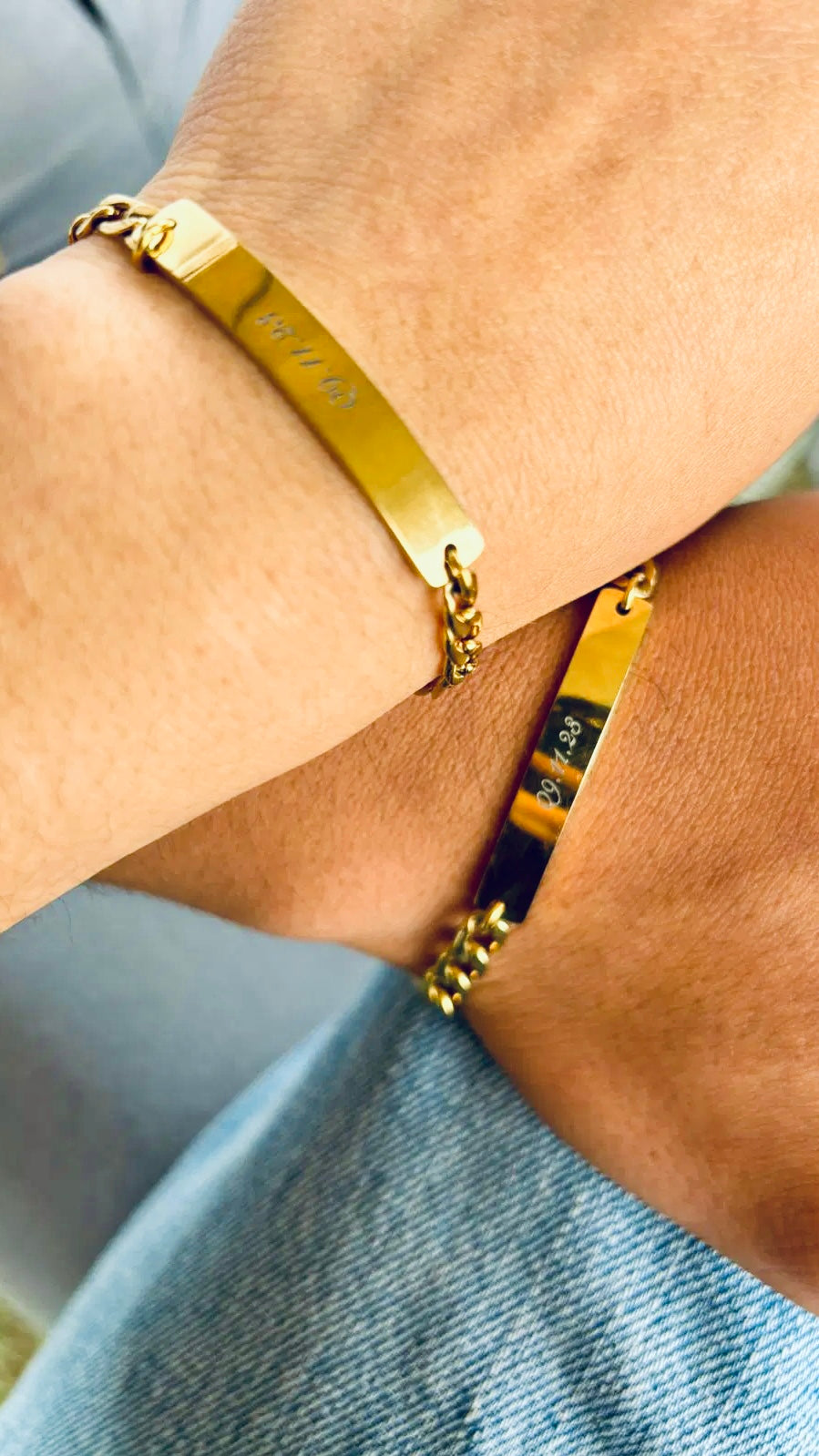 Pulseras de pareja grabado libre ambos lados