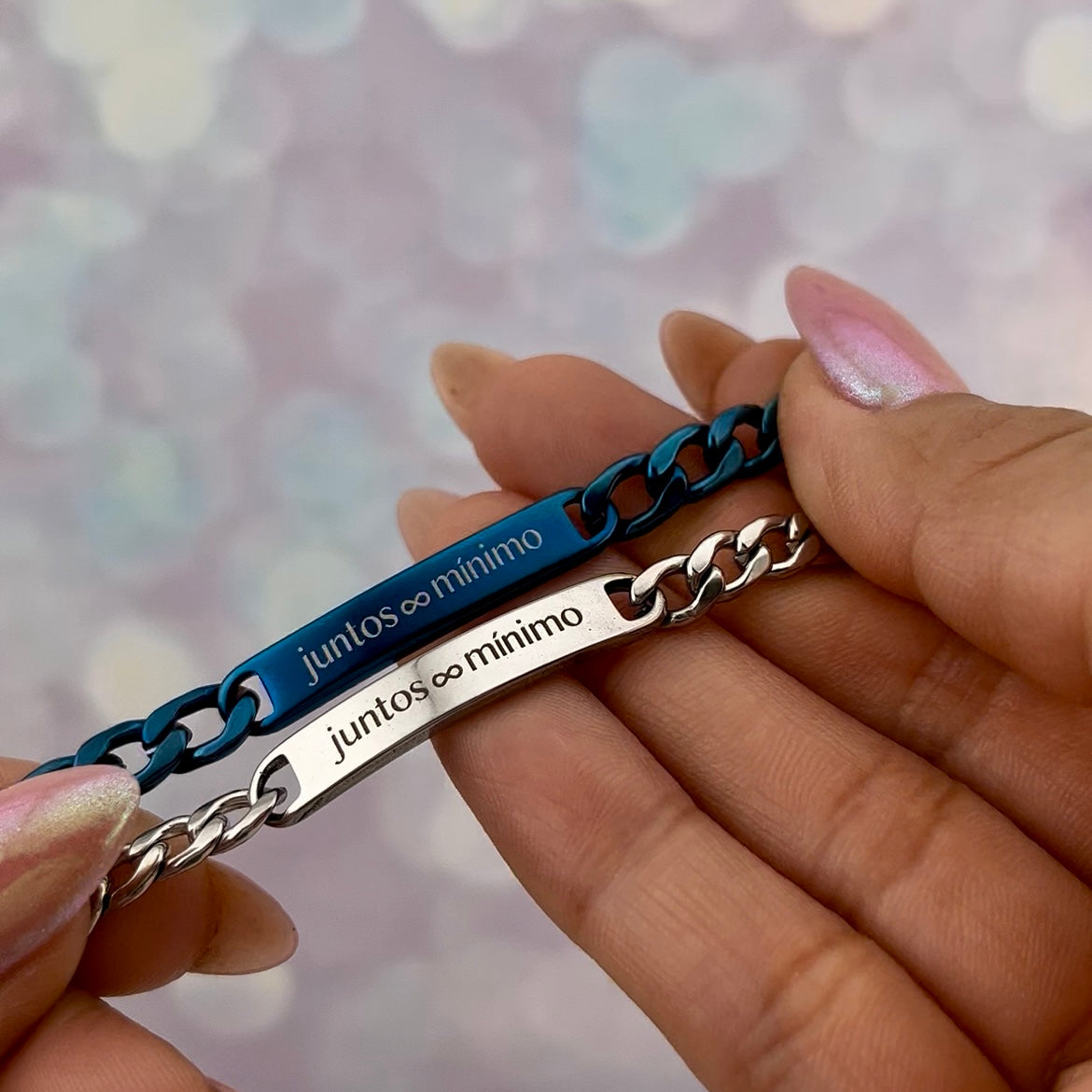 Pulseras de pareja grabado libre ambos lados