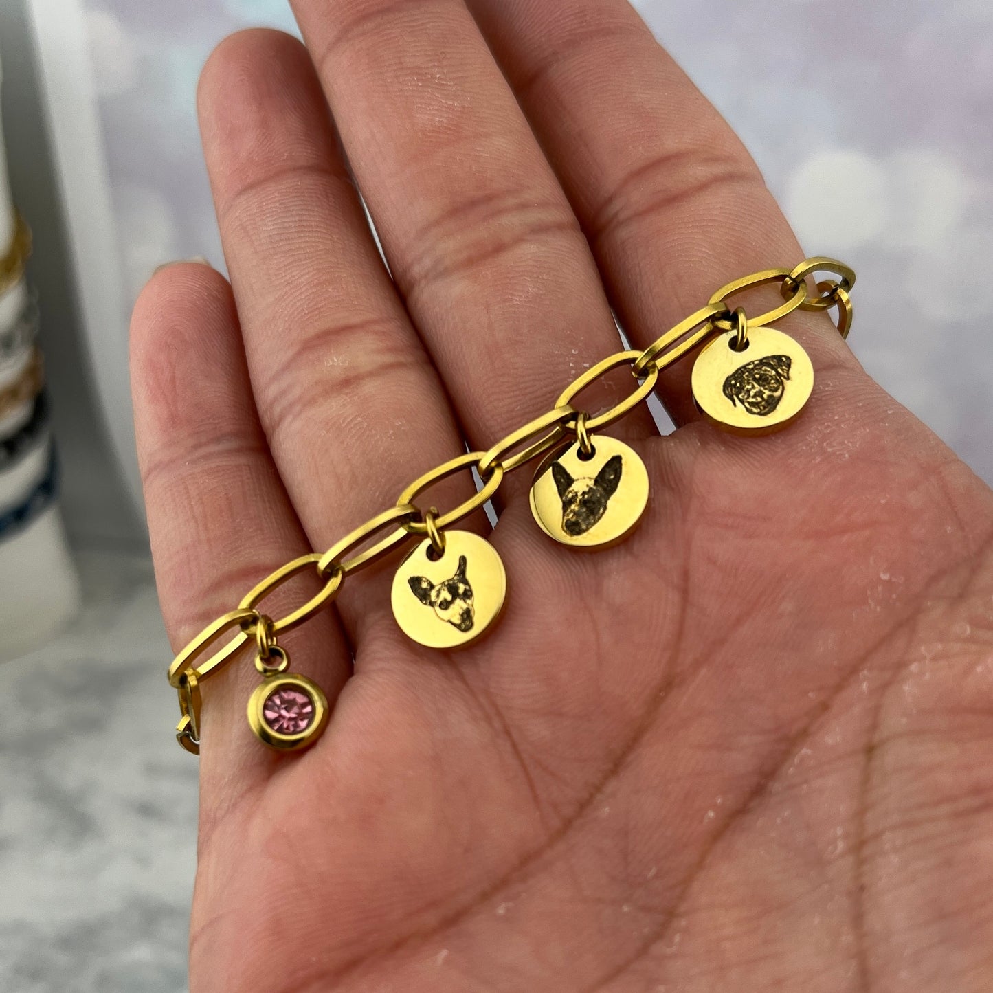 Pulsera foto familia y zirconia