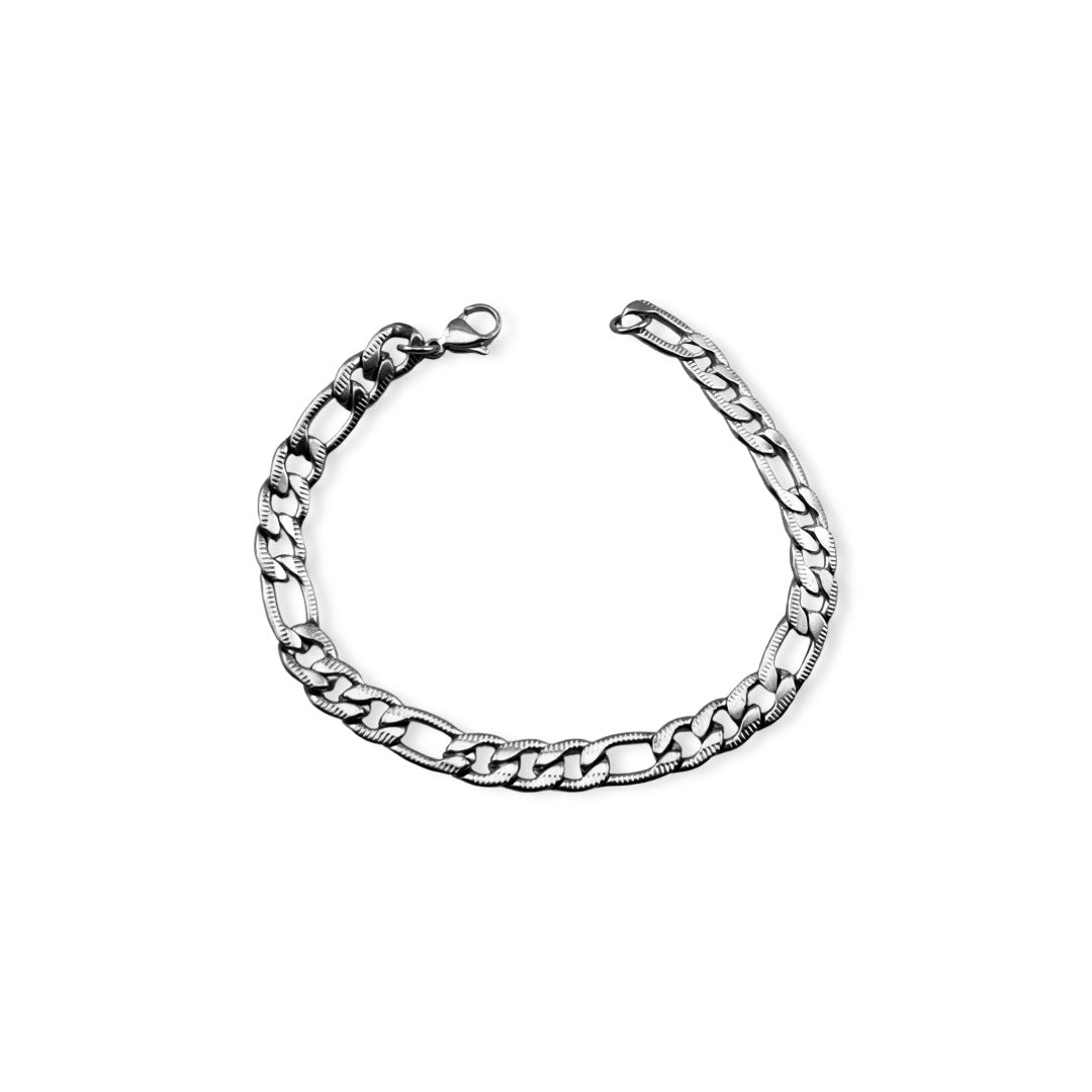 Pulsera cadena figaro martillada