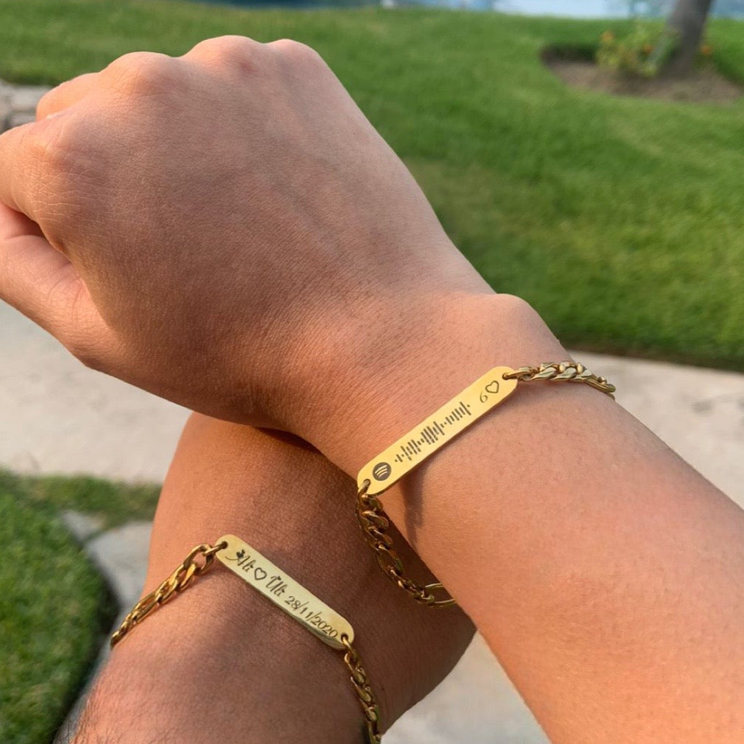 Pulseras de parejas barra recta personalizadas