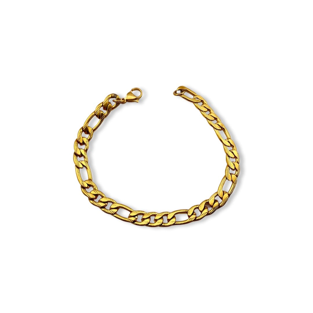 Pulsera cadena figaro martillada