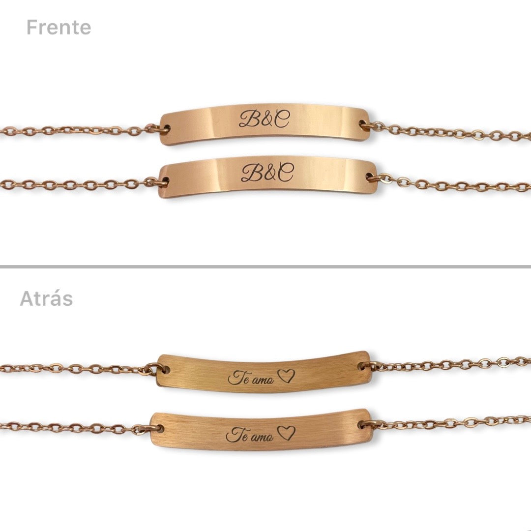 Pulseras de pareja grabado libre ambos lados