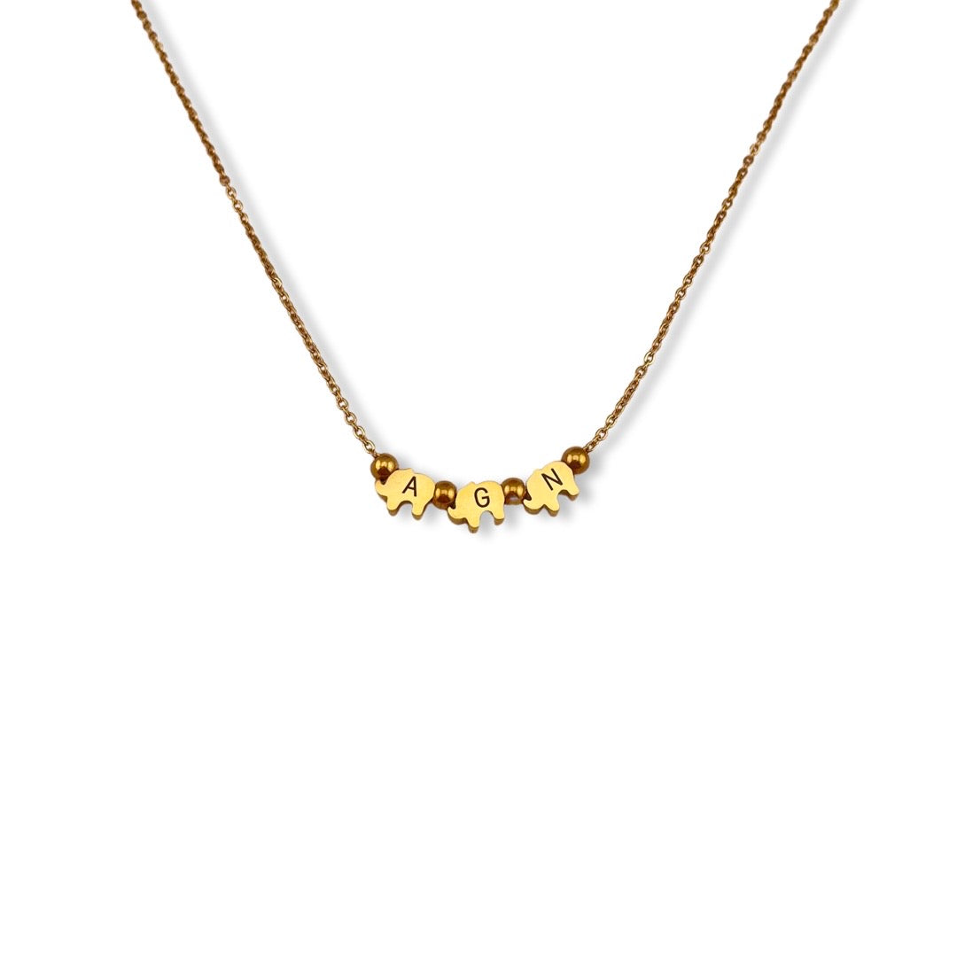 Collar 3 elefantitos con iniciales