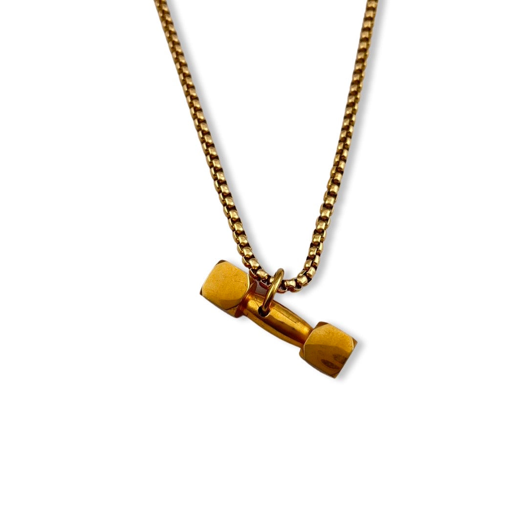 Collar de hombre con dije de mancuerna