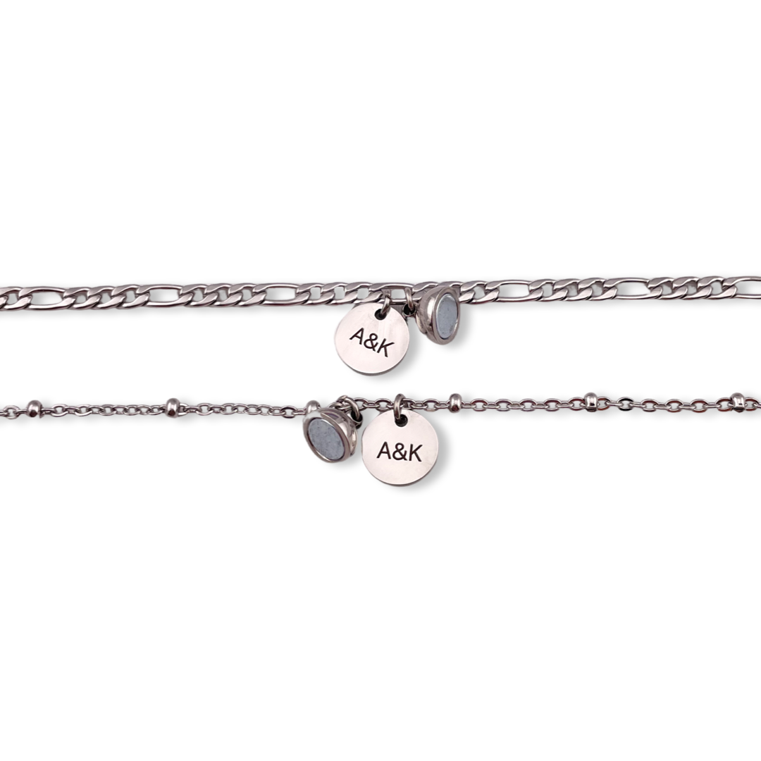 Pulseras de pareja de imán con dije de círculo