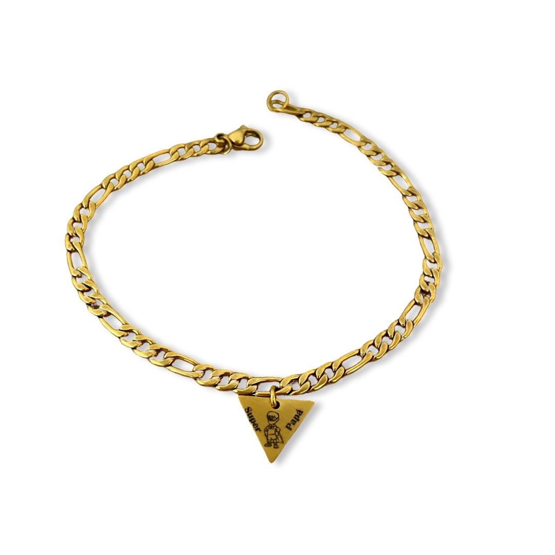 Pulsera de acero inoxidable de triángulo personalizada "Mi superhéroe favorito"