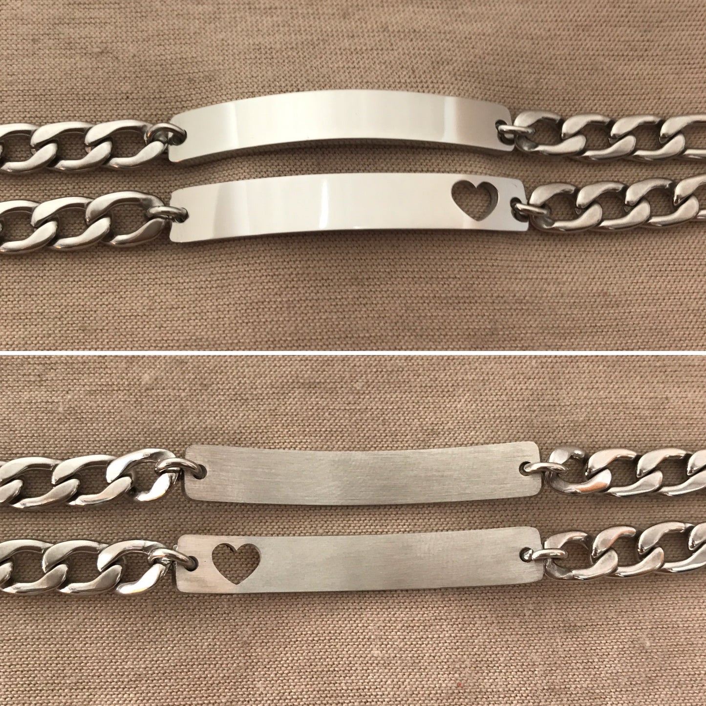 Pulseras de pareja con corazón perforado