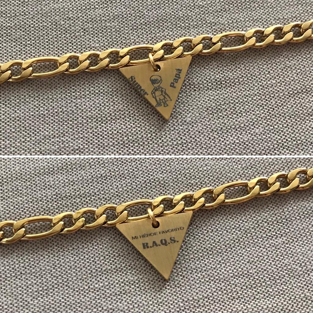 Pulsera de acero inoxidable de triángulo personalizada "Mi superhéroe favorito"