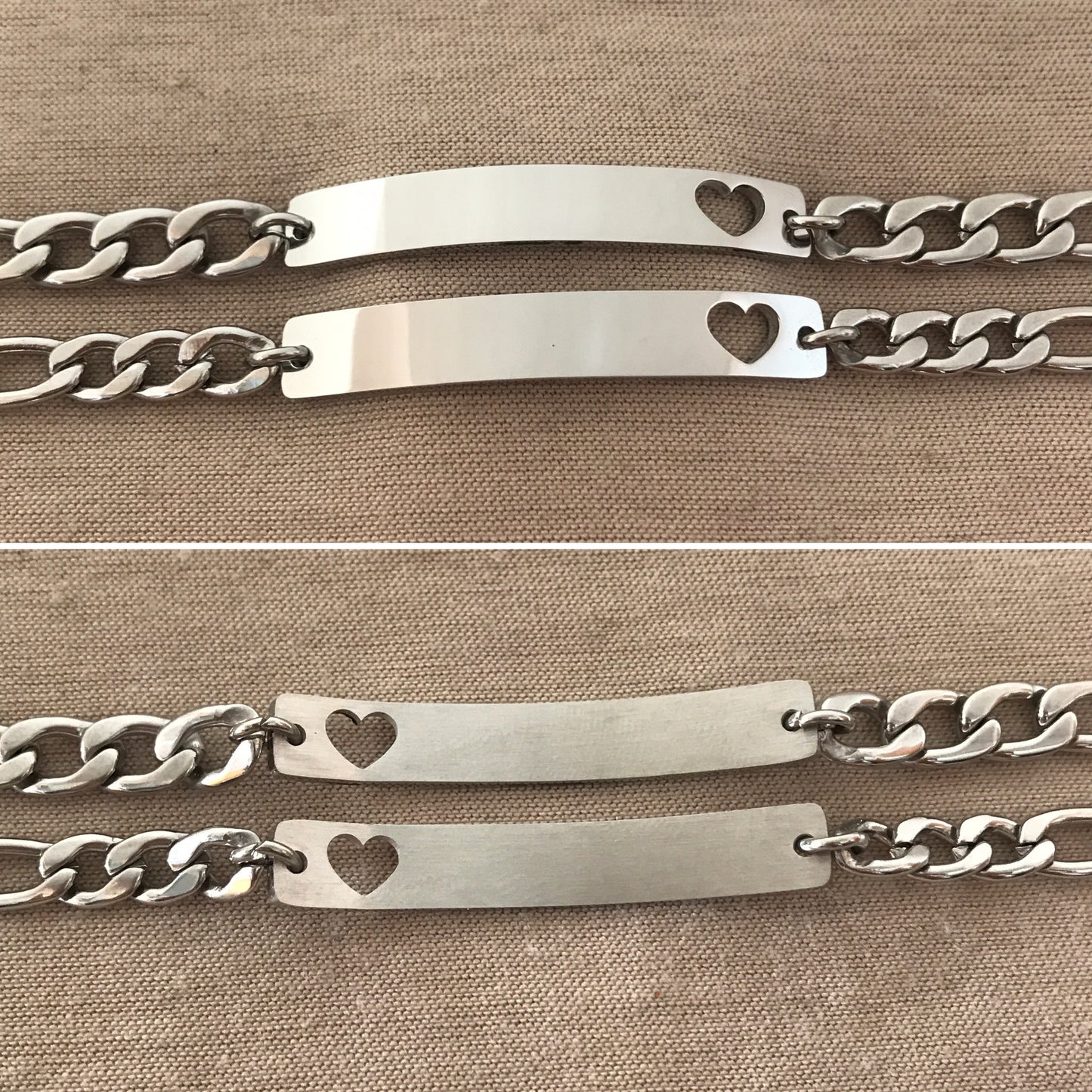 Pulseras de pareja con corazón perforado