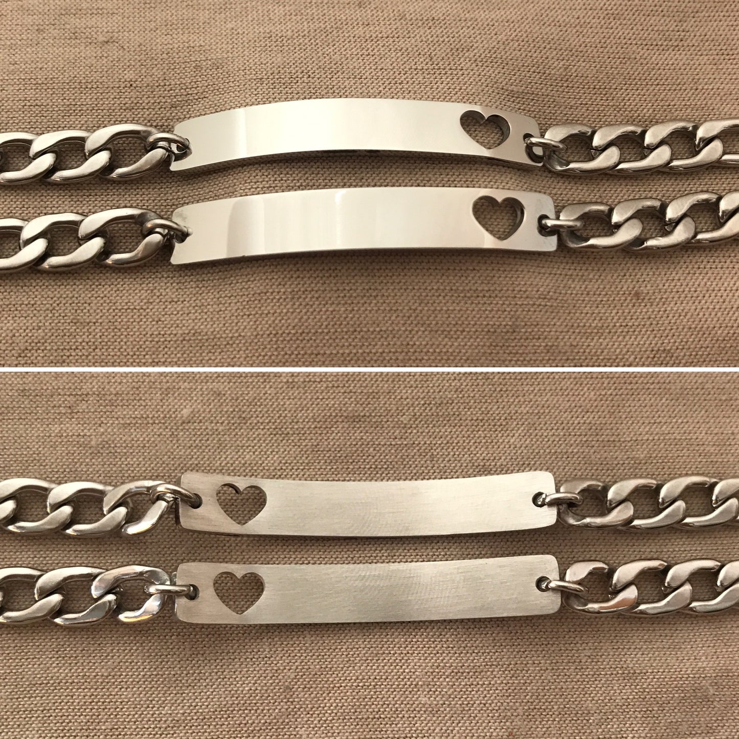 Pulseras de pareja con corazón perforado