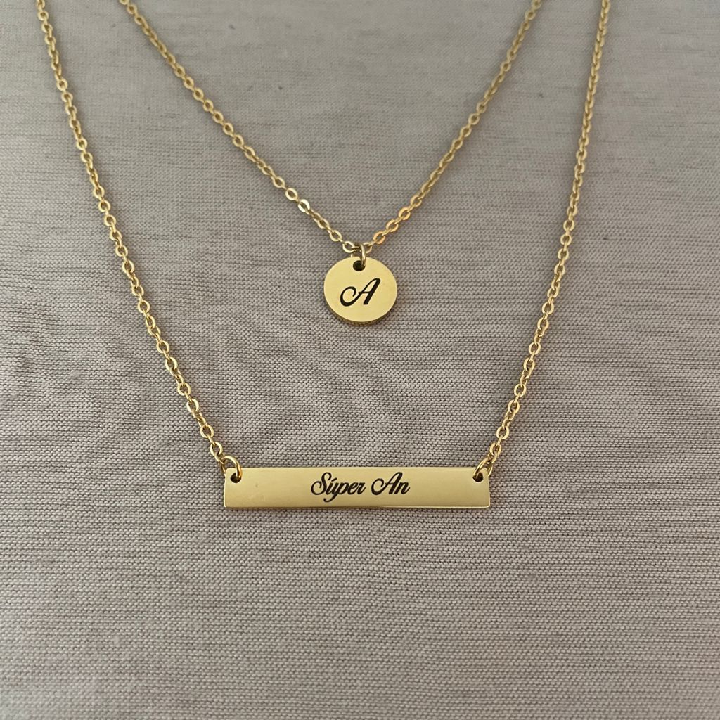 Collar personalizado 2 en 1 de inicial con nombre