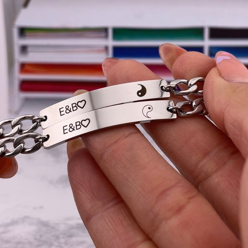 Pulseras de parejas con iniciales y yin yang