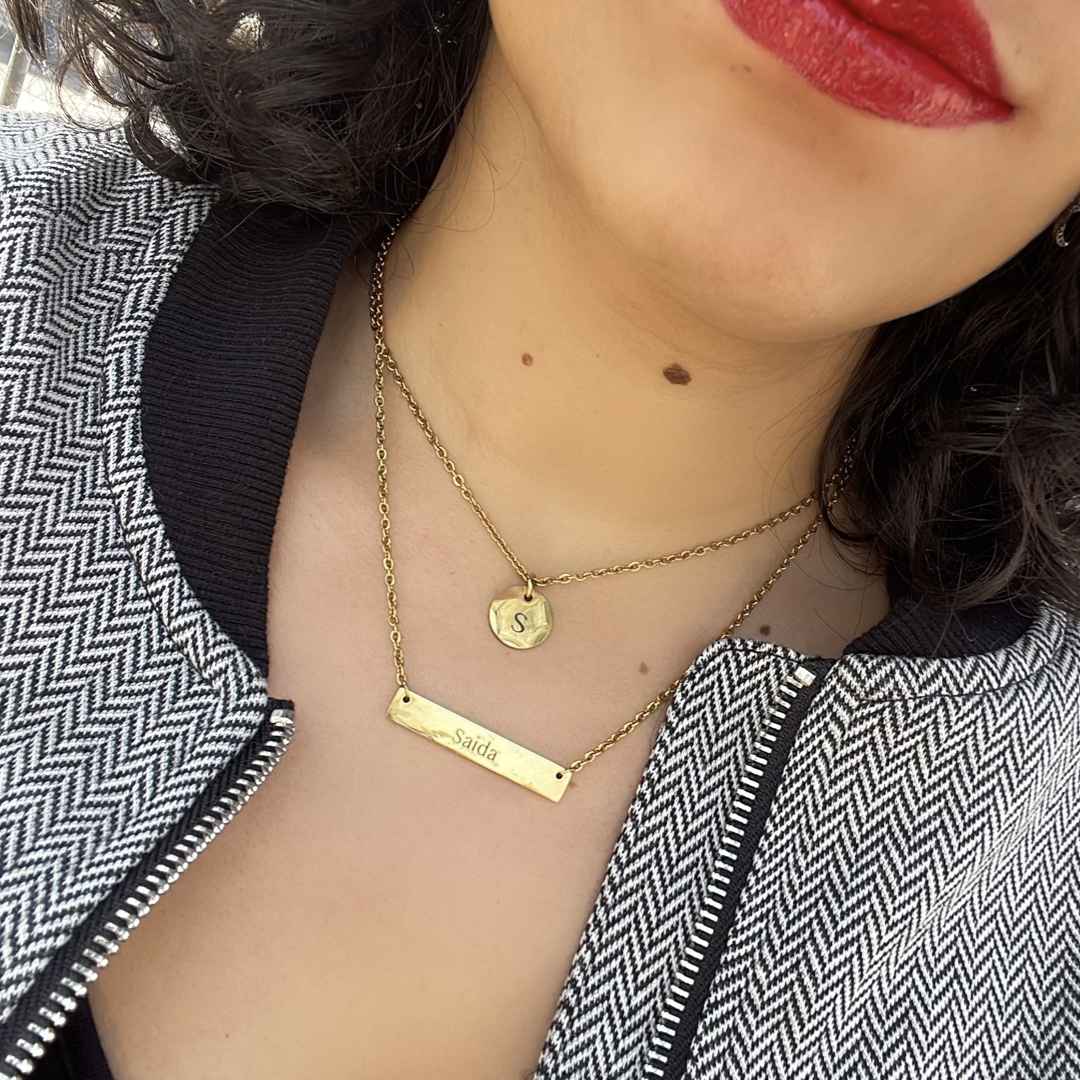Collar personalizado 2 en 1 de inicial con nombre