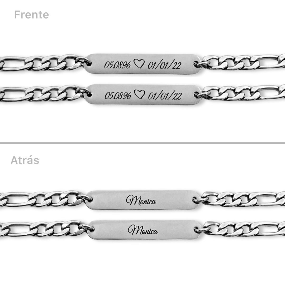 Pulseras de parejas barra recta personalizadas