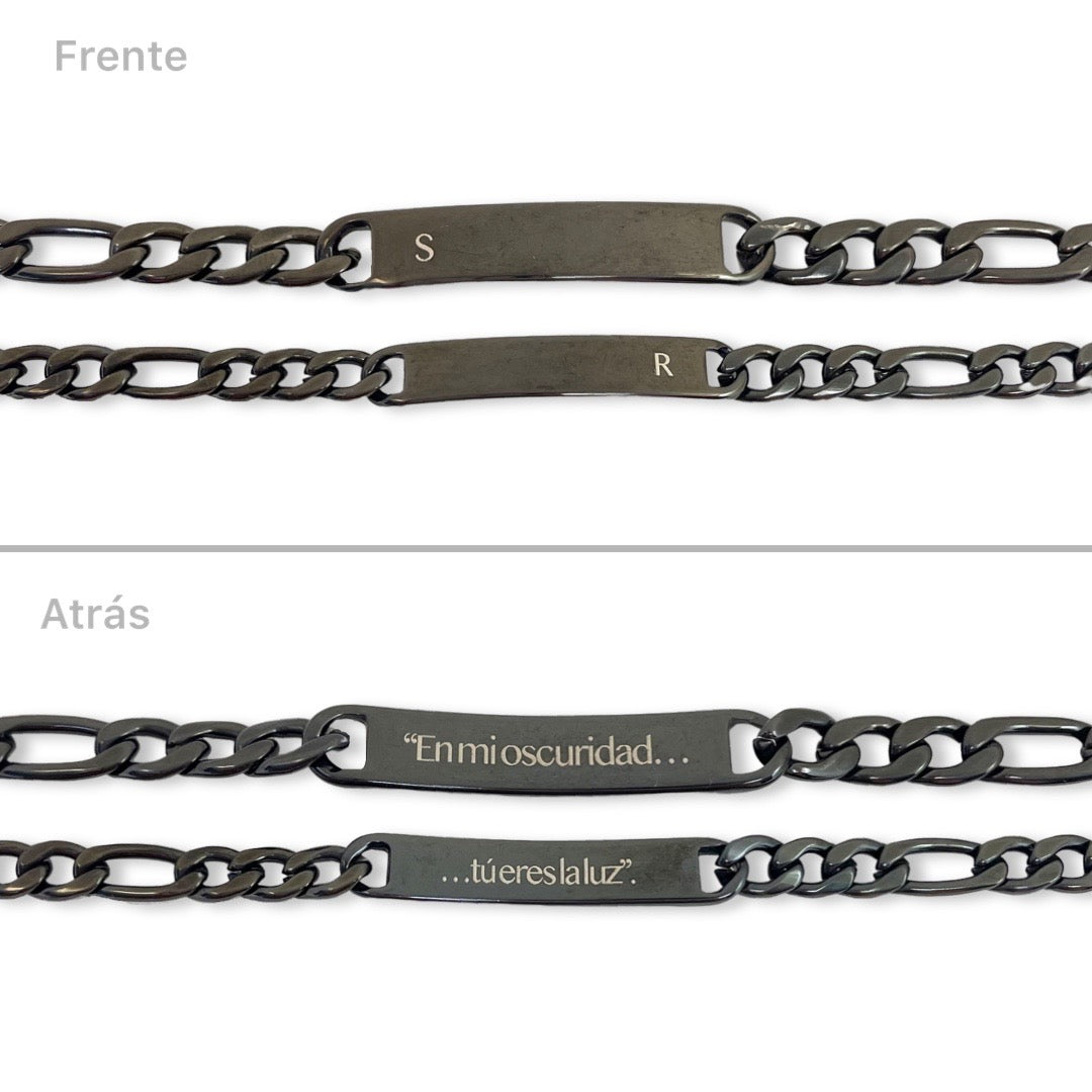 Pulseras de pareja grabado libre ambos lados