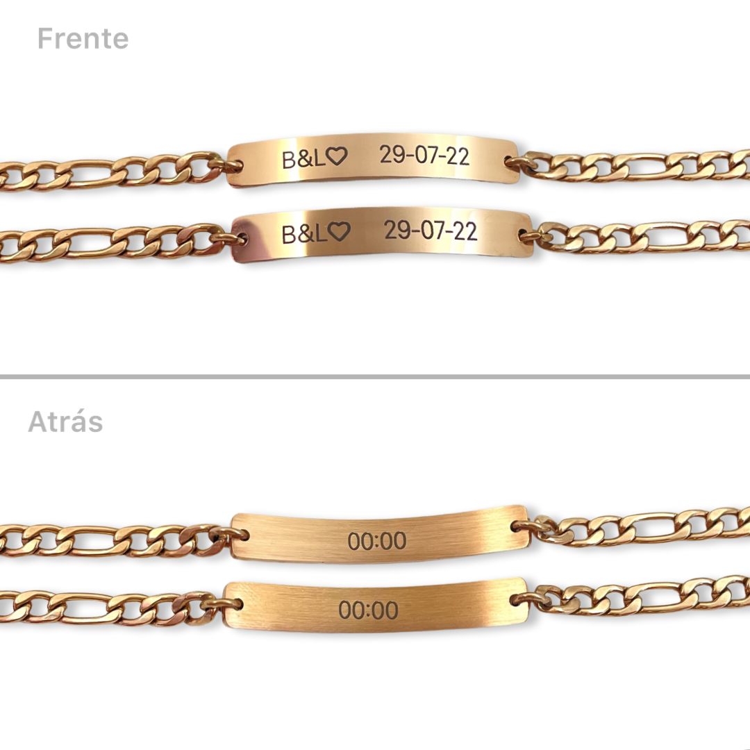 Pulseras de pareja grabado libre ambos lados