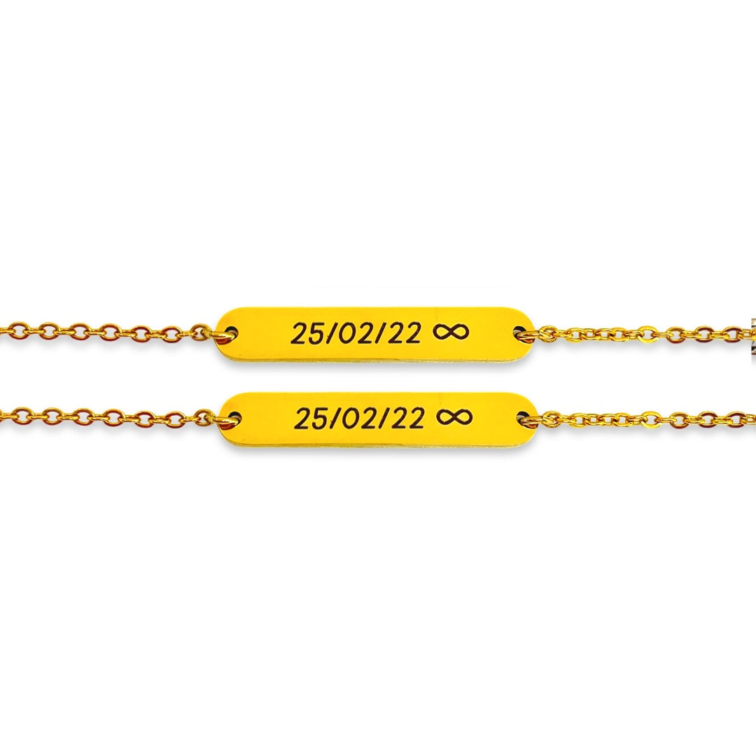 Pulseras de parejas personalizadas con fecha e iniciales (par)