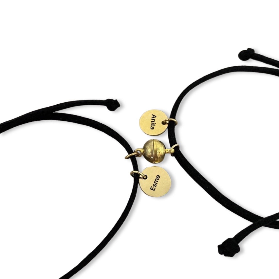 Pulseras de pareja de imán con dije de círculo