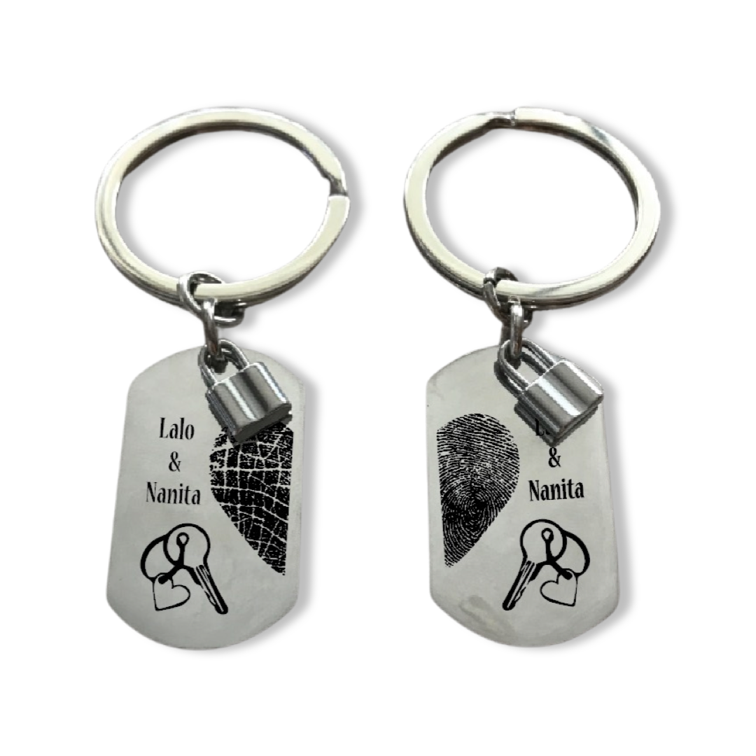 Llavero para parejas personalizado con huellas (par)