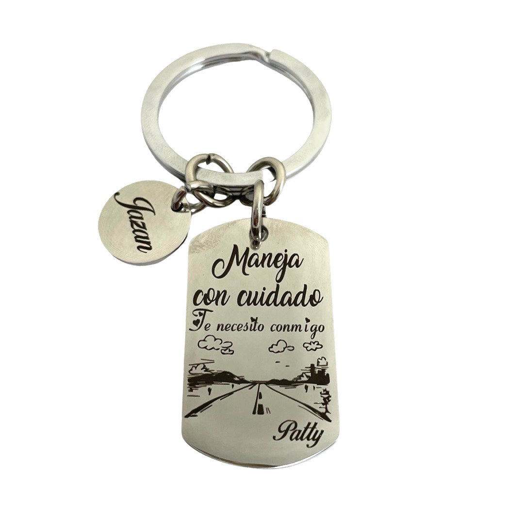 Llavero personalizado maneja con cuidado