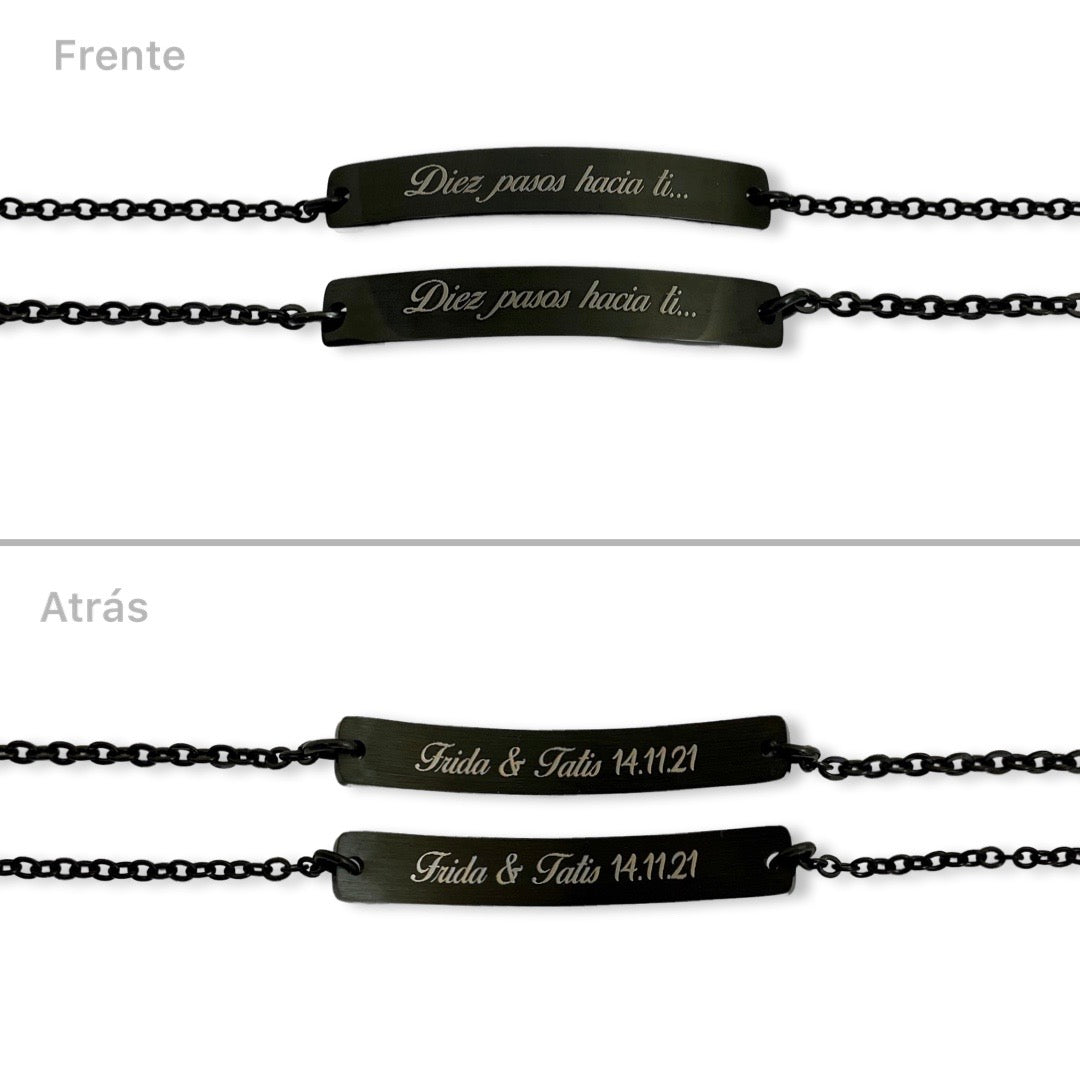Pulseras de pareja grabado libre ambos lados
