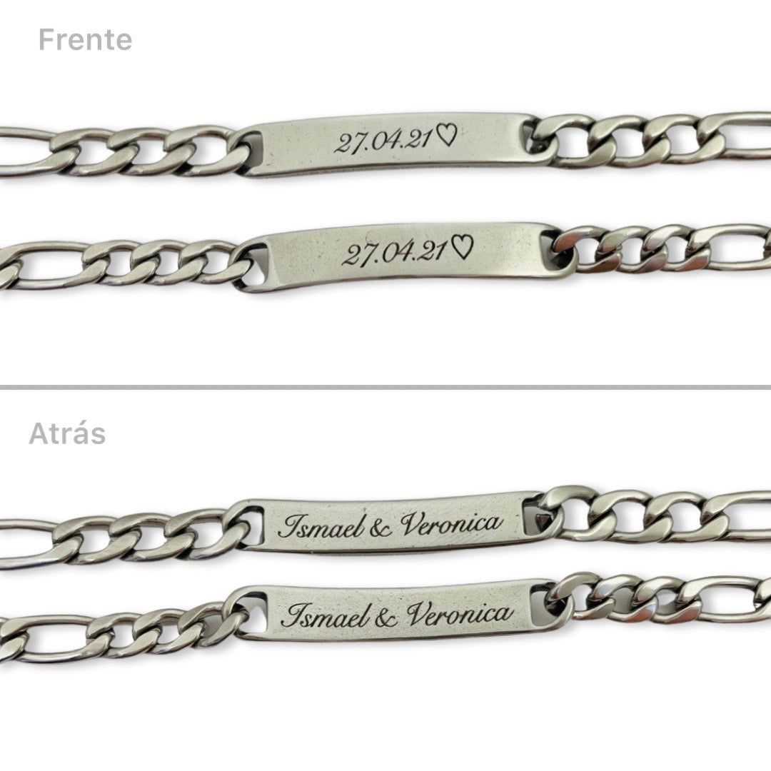 Pulseras de pareja grabado libre ambos lados