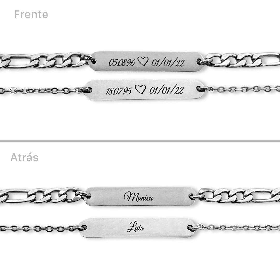 Pulseras de parejas barra recta personalizadas