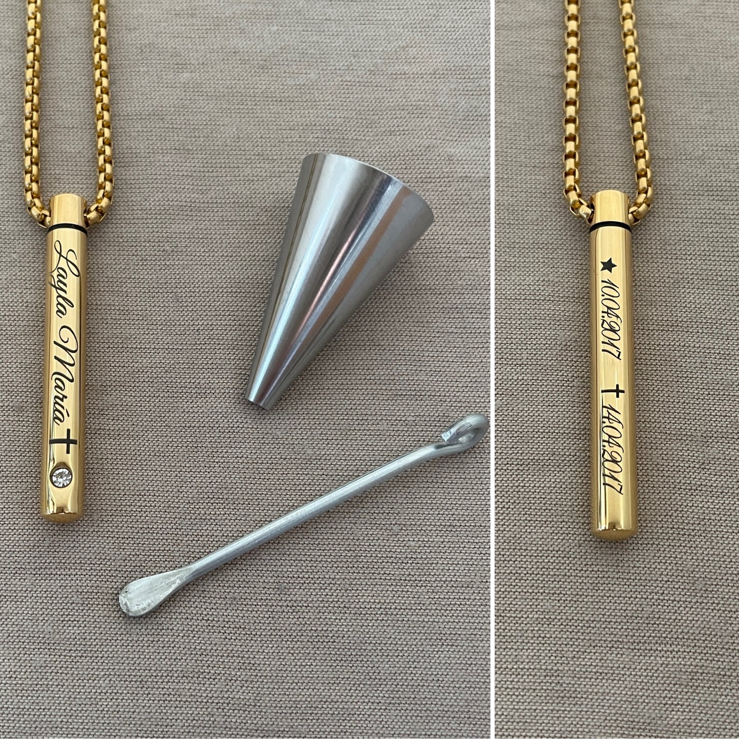 Collar de urna de tubo con brillante