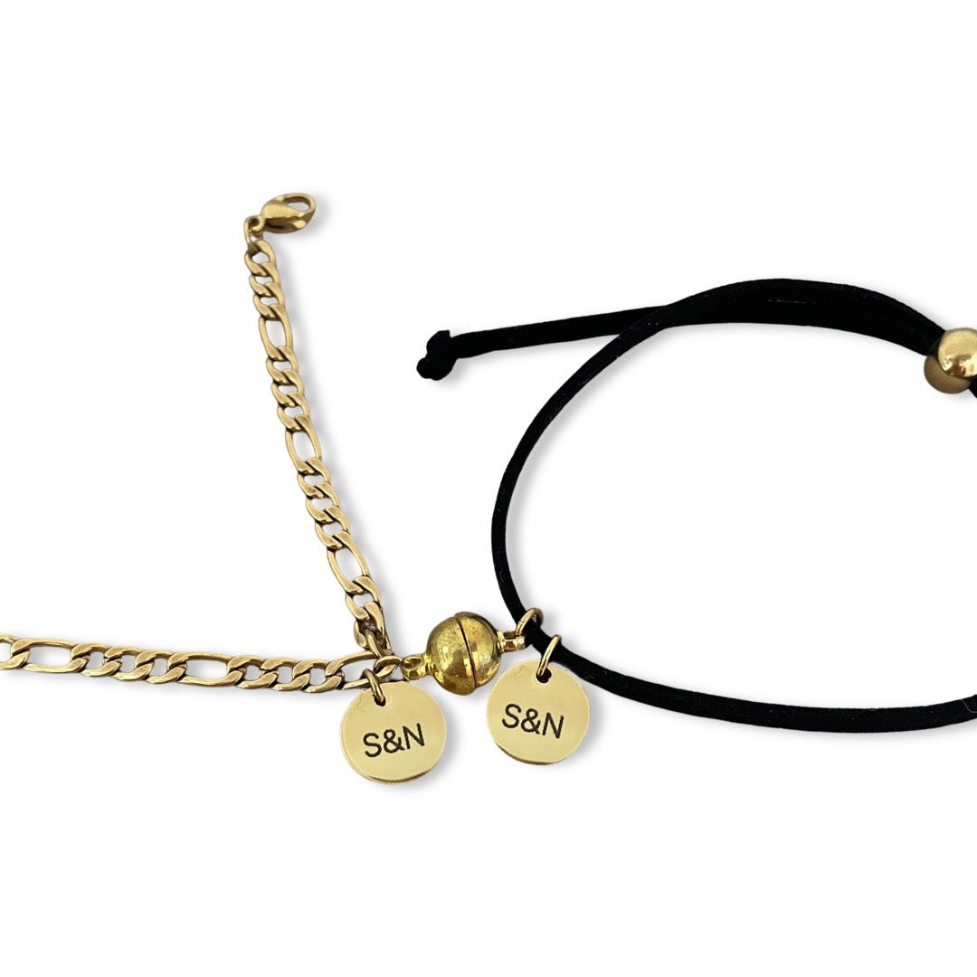 Pulseras de pareja de imán con dije de círculo