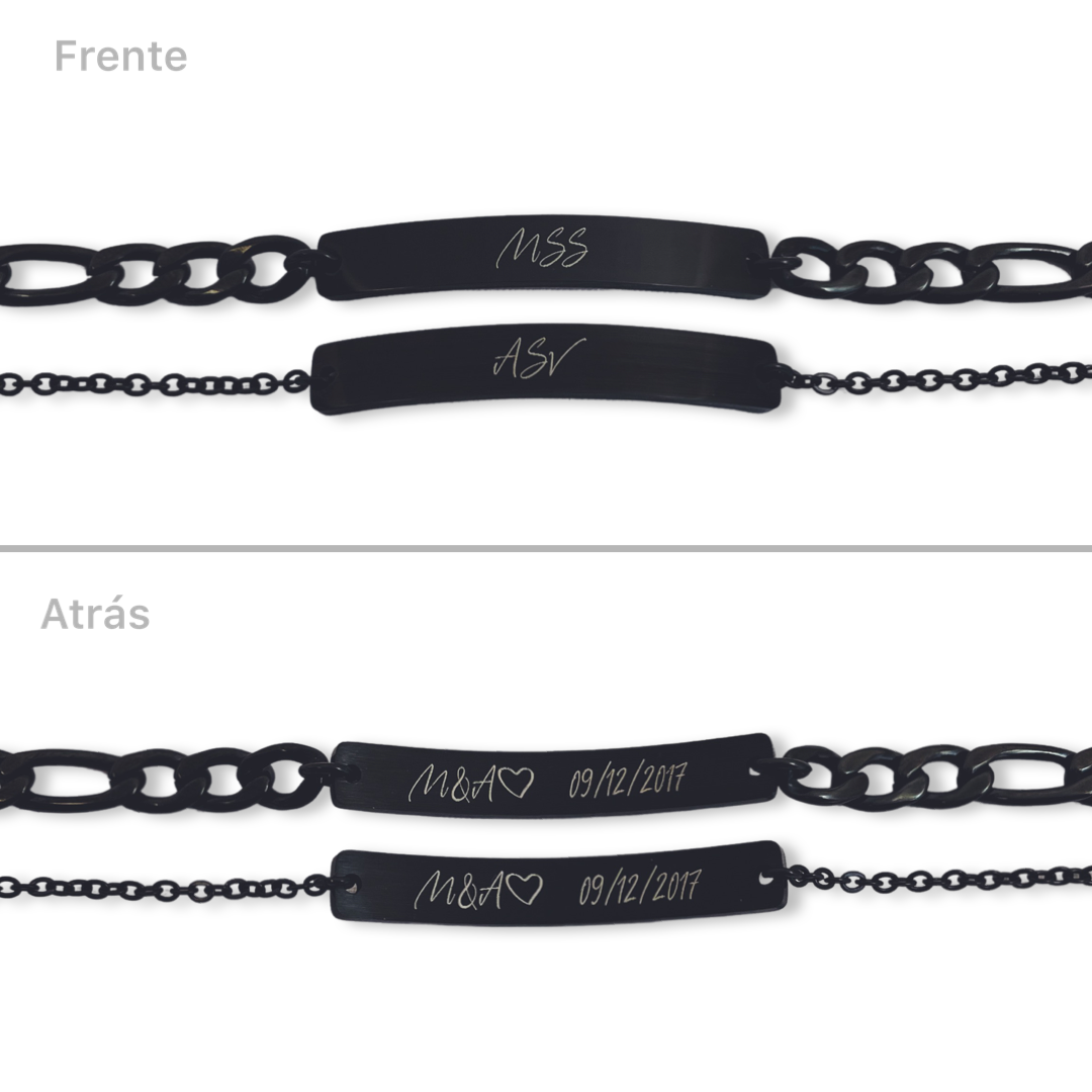 Pulseras de pareja grabado libre ambos lados