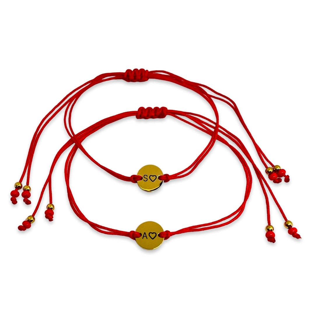 Pulseras de parejas de hilo negro o rojo con moneda