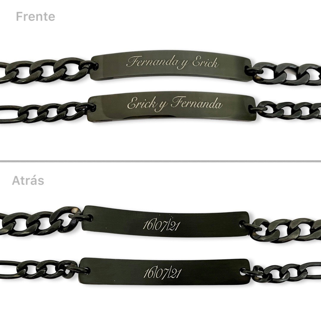 Pulseras de pareja grabado libre ambos lados