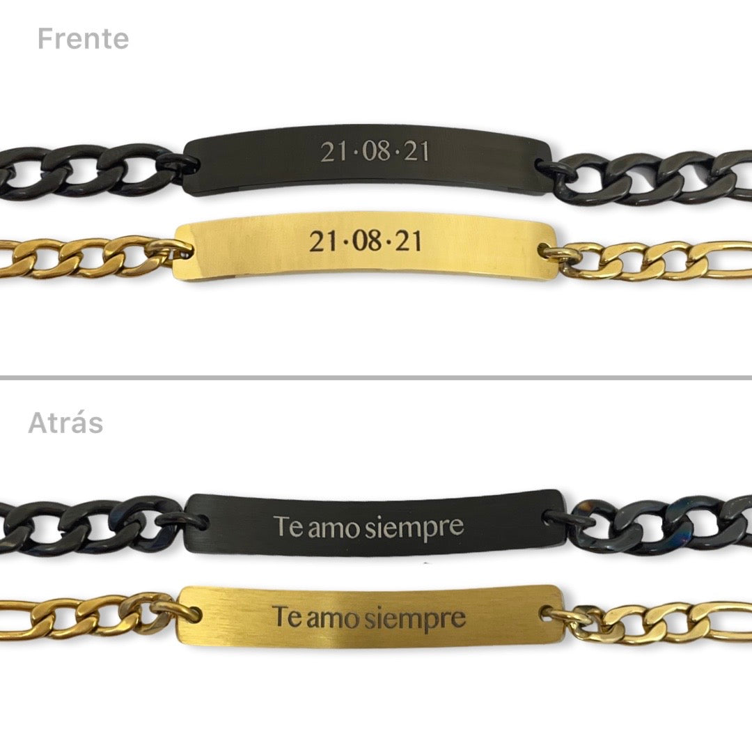 Pulseras de pareja grabado libre ambos lados