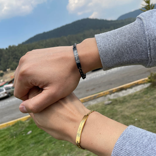 Pulseras de parejas curvas personalizadas siempre contigo♡