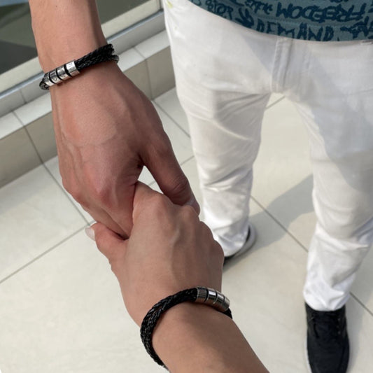 Pulseras de pareja enrolladas con 4 donas