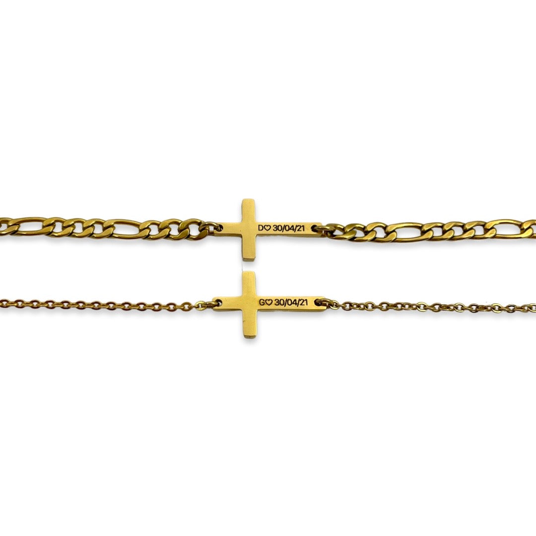 Pulseras para parejas de cruz