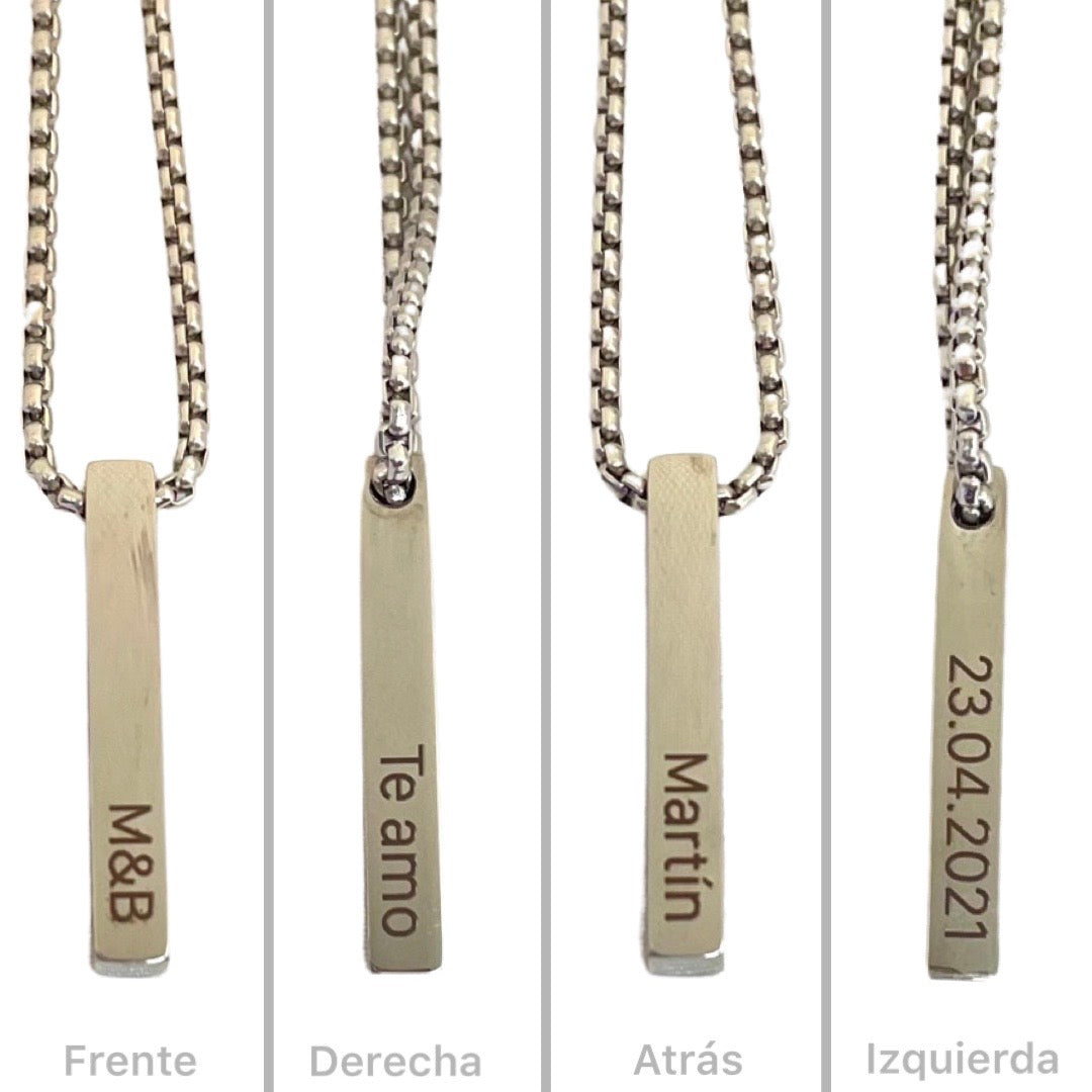 Collar de hombre de barra personalizado con nombres