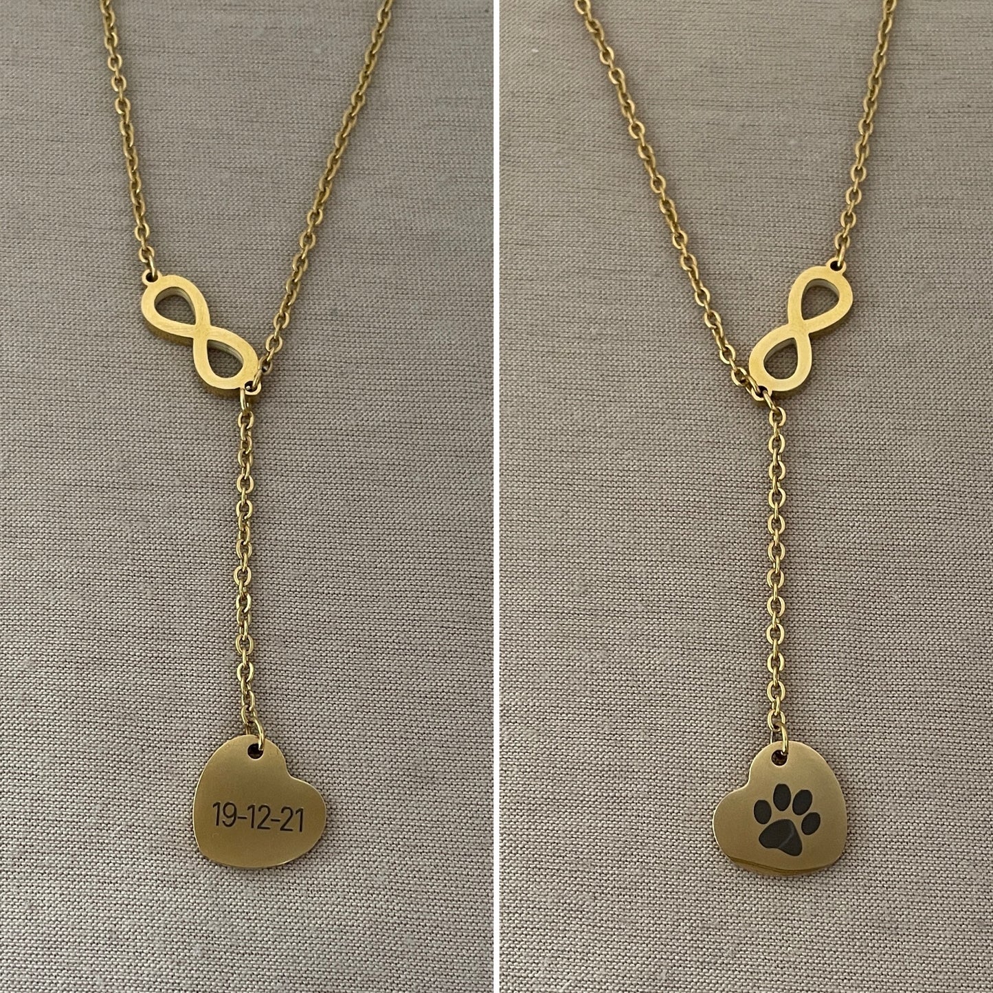 Collar asimétrico de infinito con corazón