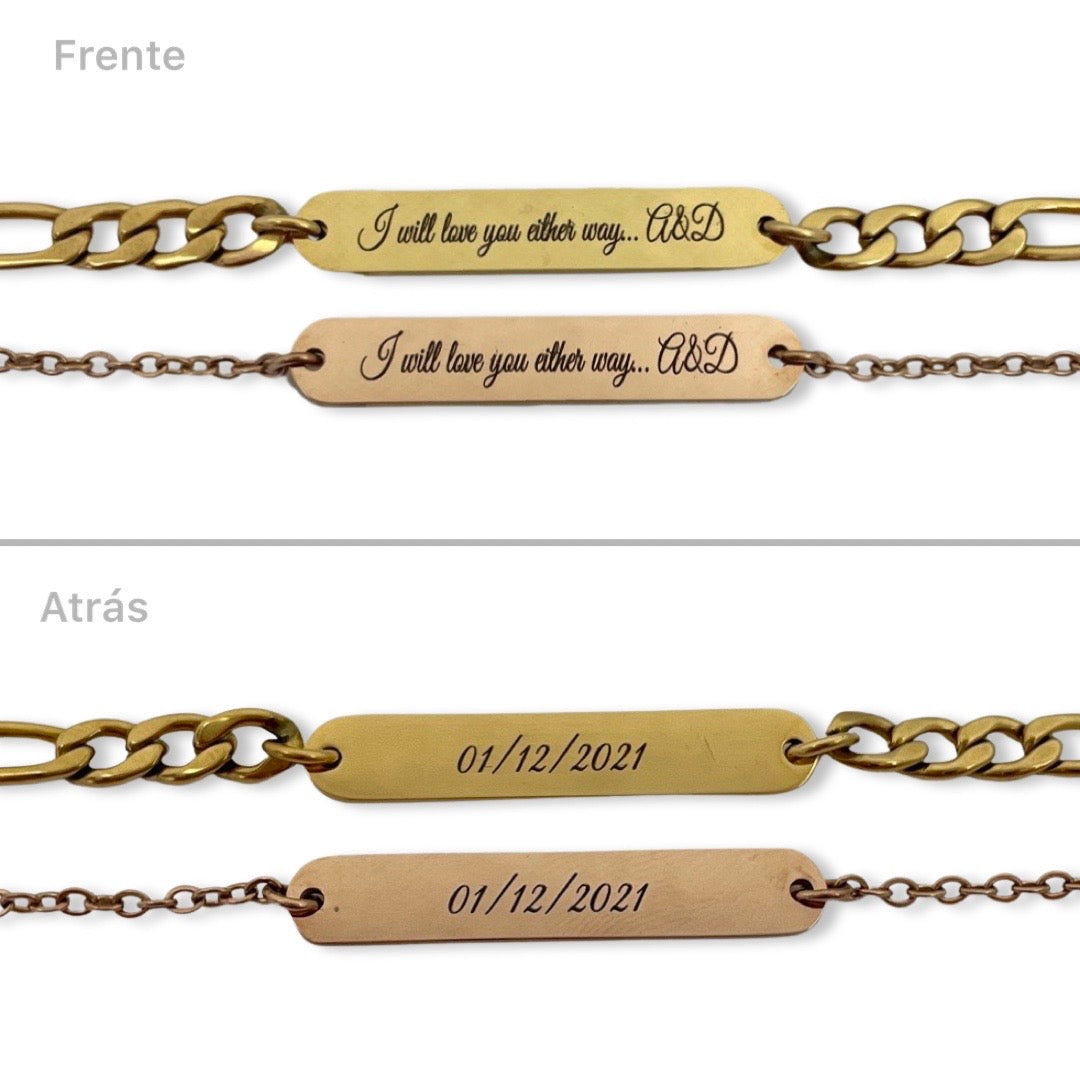 Pulseras de parejas barra recta personalizadas