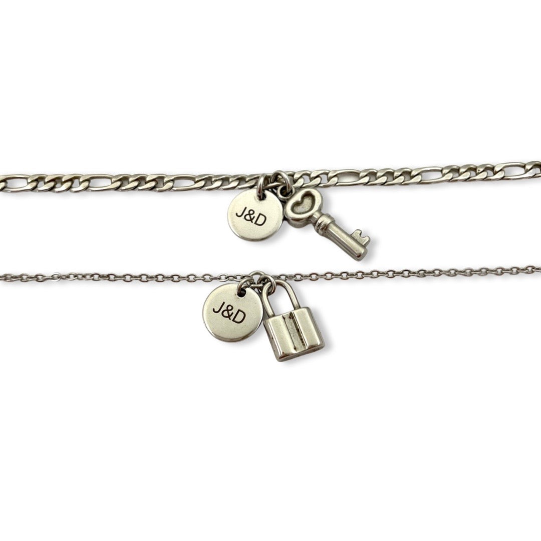 Pulseras de parejas personalizadas llave y candado