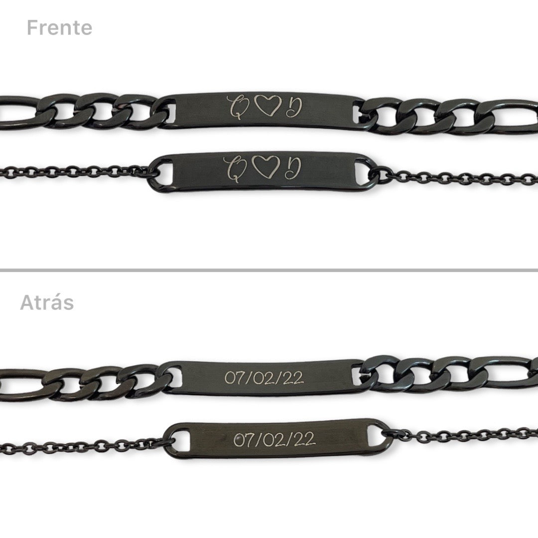 Pulseras de pareja grabado libre ambos lados