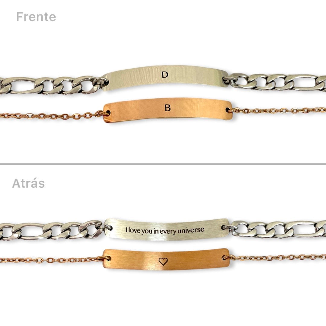 Pulseras de pareja grabado libre ambos lados