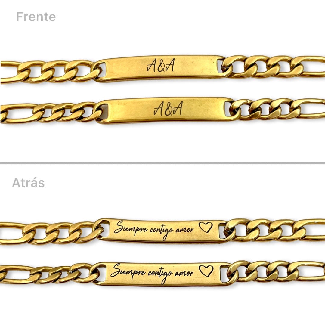 Pulseras de pareja grabado libre ambos lados