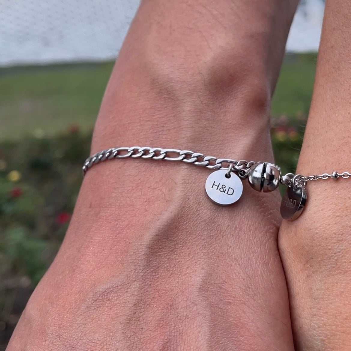 Pulseras de pareja de imán con dije de círculo