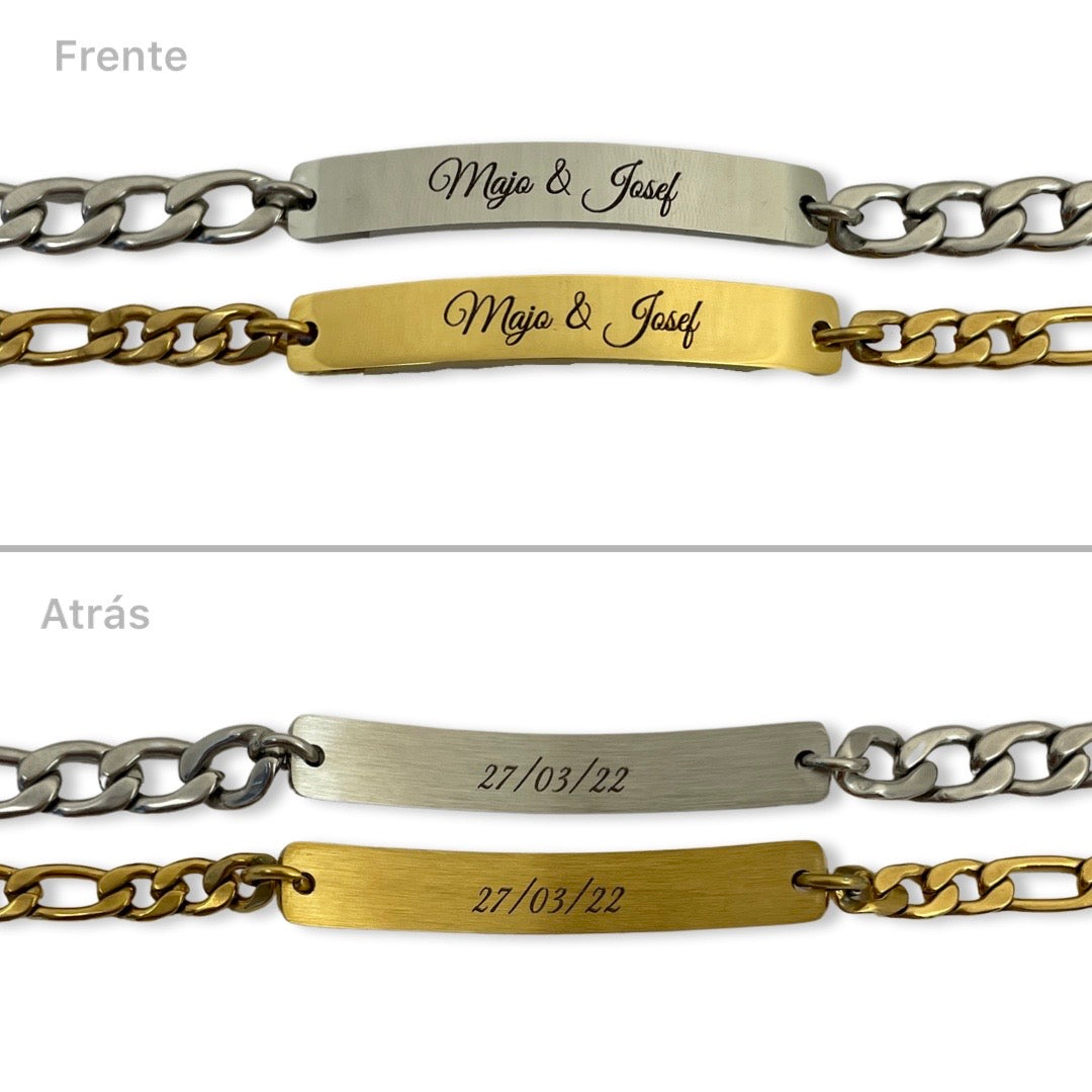 Pulseras de pareja grabado libre ambos lados