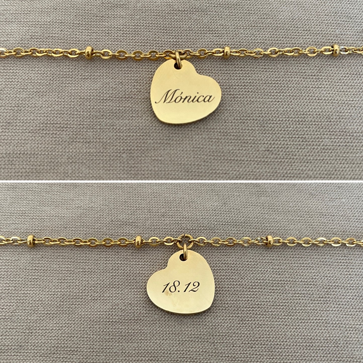 Pulsera de corazón personalizada con cadena B